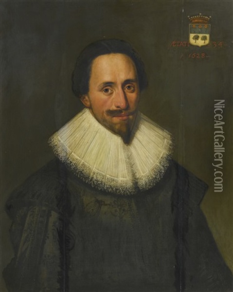 Portrait Of A Man, Bust-length Oil Painting - Cornelis van der Voort
