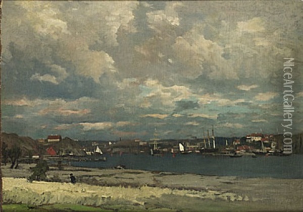 Utsikt Ofver Goteborgs Hamn Fran Hisingen Oil Painting - Wilhelm von Gegerfelt