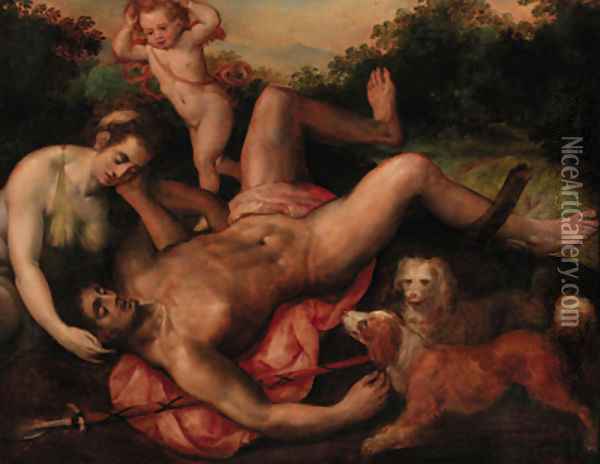 Venus and Adonis Oil Painting - Frans Floris