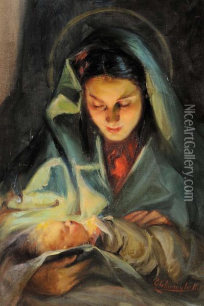 Madonna Con Bambino Oil Painting - Giuseppe Ghiringhelli