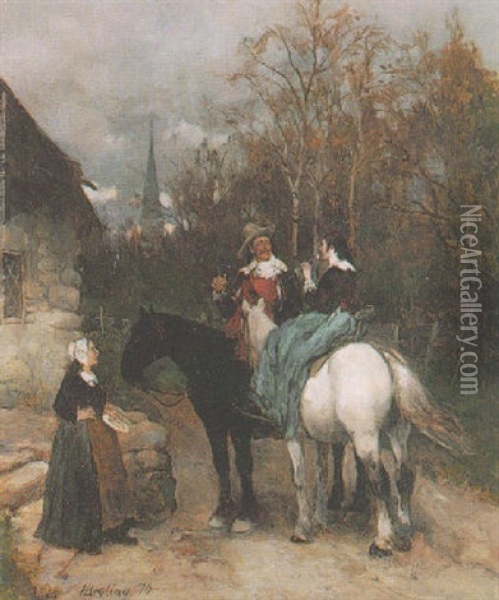 Vor Der Schenke Oil Painting - Heinrich Breling