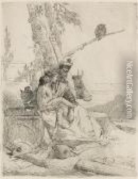 Family Of The Oriental Peasant Oil Painting - Giovanni Battista Tiepolo