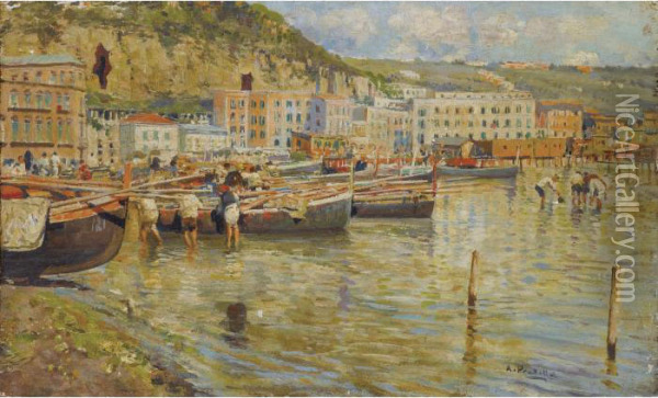 Baie Dans Les Environs De Naples Oil Painting - Attilio Pratella