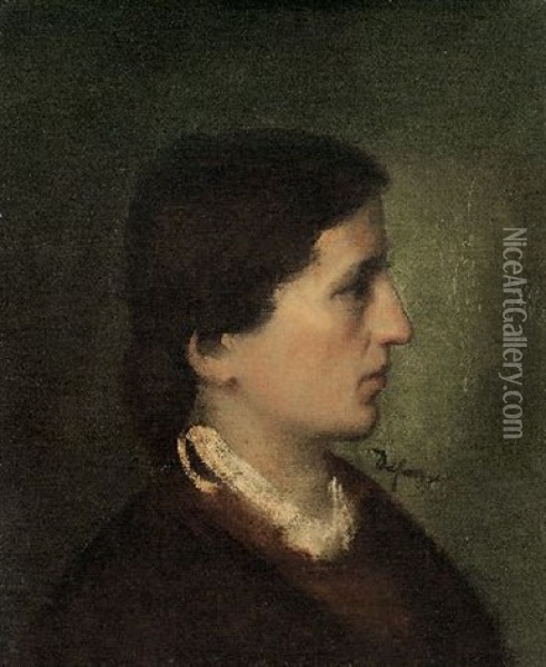 Frauenportrat Im Profil Nach Rechts Oil Painting - Franz Von Defregger
