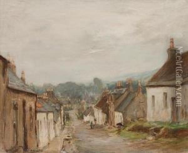 A Grey Day In Gargunnock Oil Painting - James Lawton Wingate