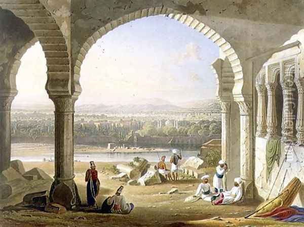 Aurungabad from the Ruins of Aurungzebes Palace Oil Painting - Grindlay, Captain Robert M.