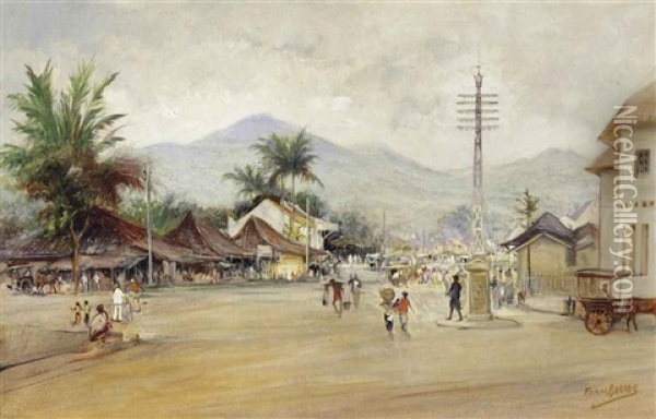 Activities In An Indonesian Village Oil Painting - Frans Bakker