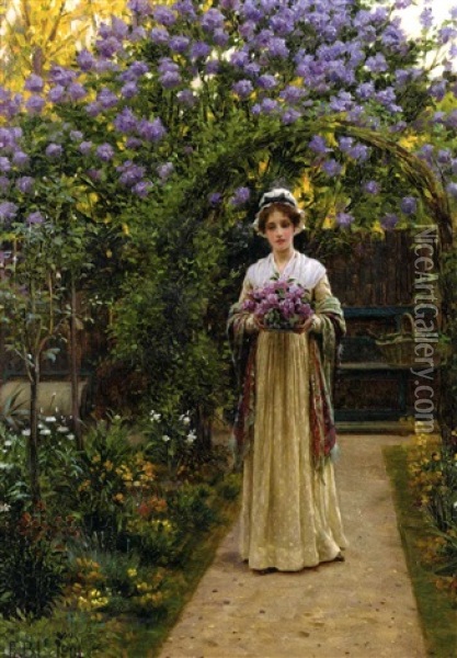 Lilac Oil Painting - Edmund Blair Leighton