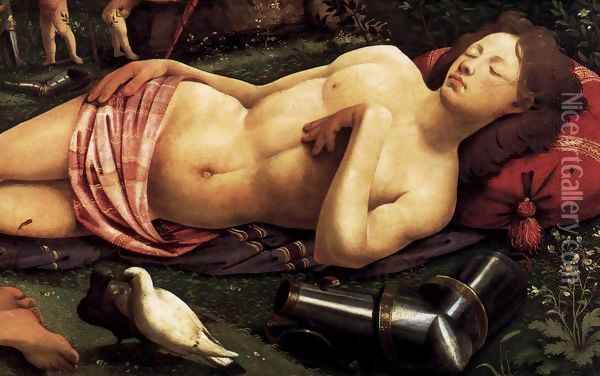 Venus, Mars, and Cupid (detail) 2 Oil Painting - Piero Di Cosimo