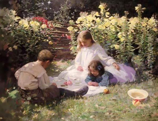 The Garden Party Oil Painting - Harry Watson