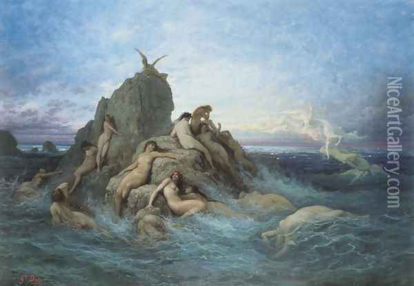 Les Océanides (Les Naiades de la mer) (Oceanides (Naïads of the Sea)) Oil Painting - Gustave Dore