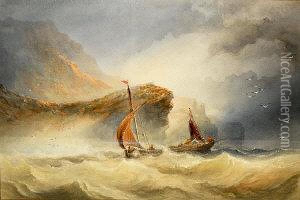 Fishing
Boats In Rough Sea Oil Painting - Joseph Newington Carter