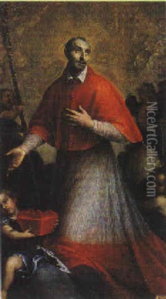 San Carlo Borromeo In Gloria Oil Painting - Santo Peranda
