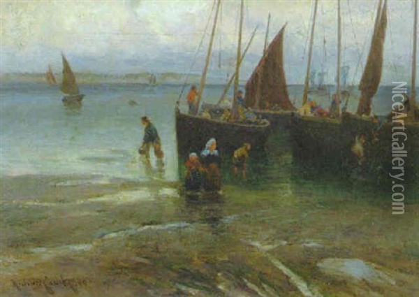 Fischerboote Am Strand Oil Painting - Richard Hermann Eschke