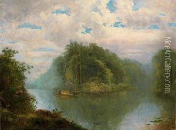 River Scene, Ecuador Oil Painting - Louis Remy Mignot