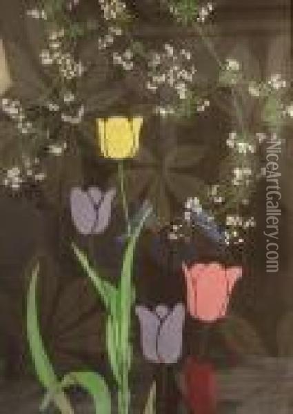 Tulipes Et Ombelles Oil Painting - Alfred Lesbros