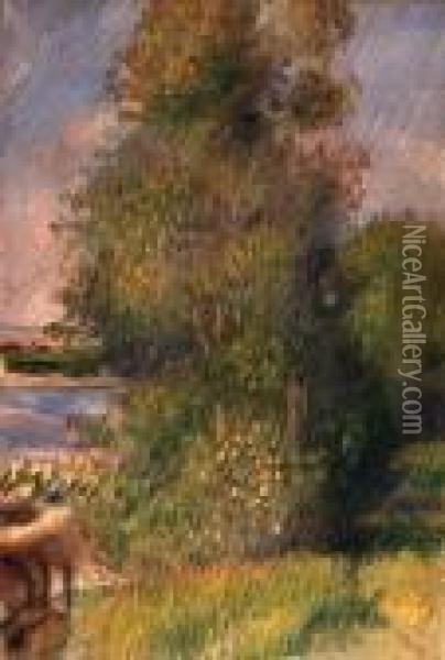 Paysage Bord De Rivere Oil Painting - Pierre Auguste Renoir