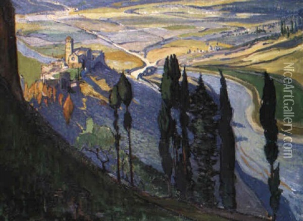 Assisi From The Rocca Oil Painting - Mary Mccrossan