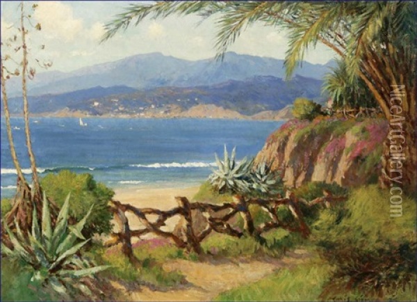 View Of The Santa Monica, California Coastline Oil Painting - Christian Siemer