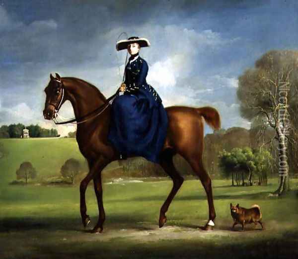 The Countess of Coningsby in the Costume of the Charlton Hunt, c.1760 Oil Painting - George Stubbs
