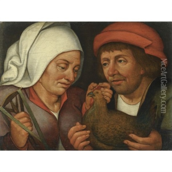 The Couple With The Hen And The Spindle Oil Painting - Pieter Brueghel the Younger