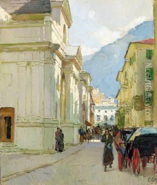 Rapallo, Piazza Cavour Oil Painting - Carl Moll