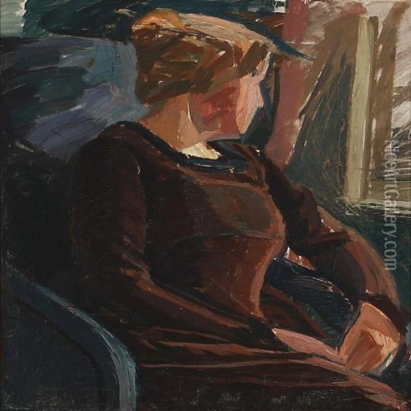 The Artist's Wife Oil Painting - Edvard Weie