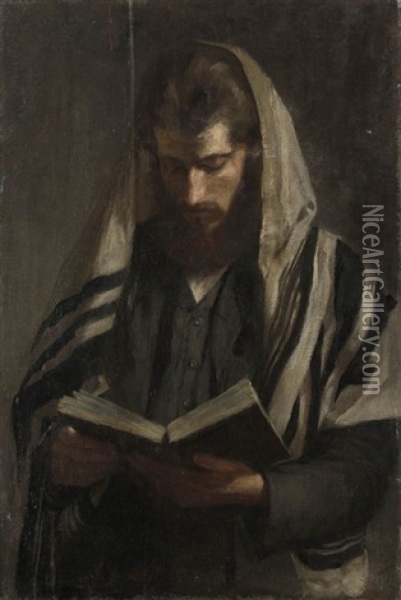 Rabbin Au Tallit Oil Painting - Irene Hilberth