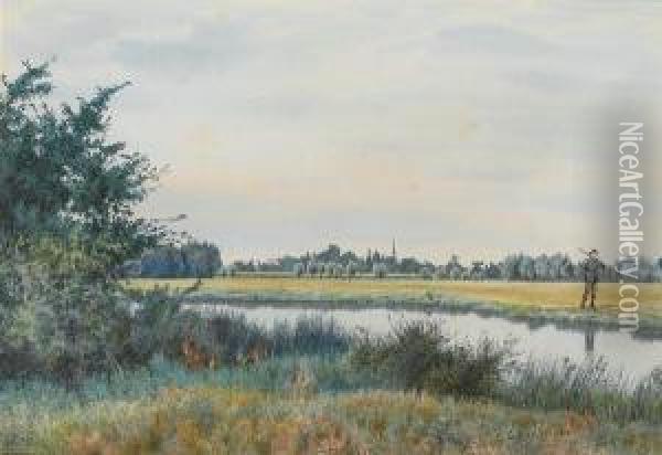 The Ouse, St. Ives, Cambridgeshire Oil Painting - William Fraser Garden