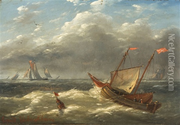 Seascape Oil Painting - Louis Charles Verboeckhoven