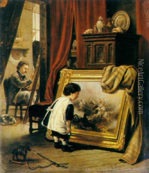 The Little Critic Oil Painting - August Friedrich Siegert