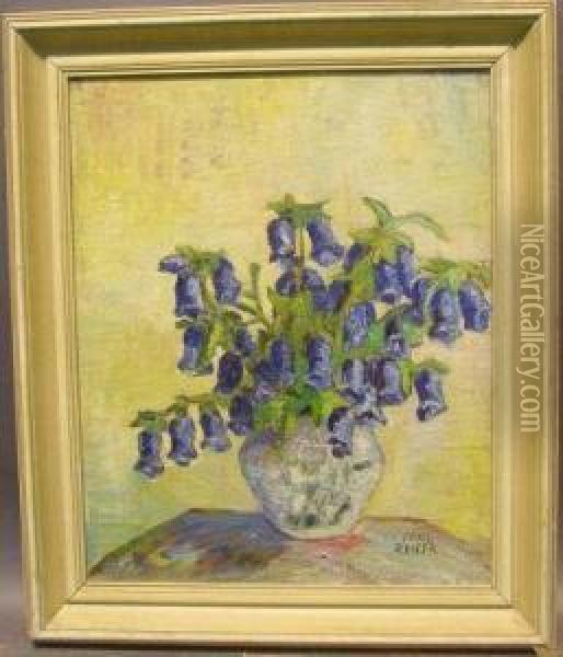 Floral Still Life With Bluebells Oil Painting - Carl Reiser