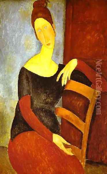 Portrait Of Jeanne Hebuterne Common Law Wife Of Amedeo Modigliani Ii Oil Painting - Amedeo Modigliani