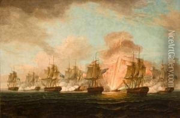 The Battle Of Cape Santa Maria Oil Painting - Nicholas Pocock