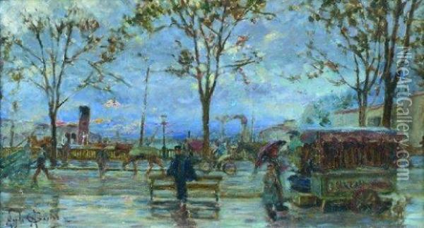Port De Nice. Oil Painting - Angelo Garino