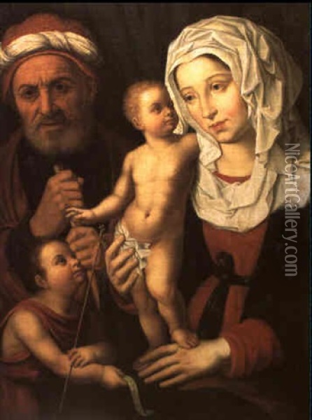Die Heilige Familie Mit Dem Jesusknaben Oil Painting - Joos Van Cleve