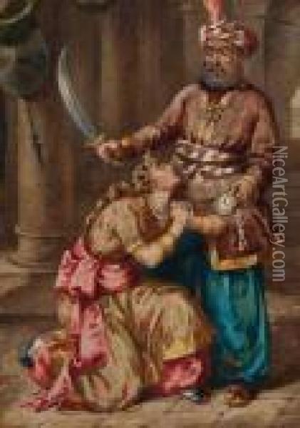 Indian Sultan And Begging Woman Oil Painting - Kate Greenaway