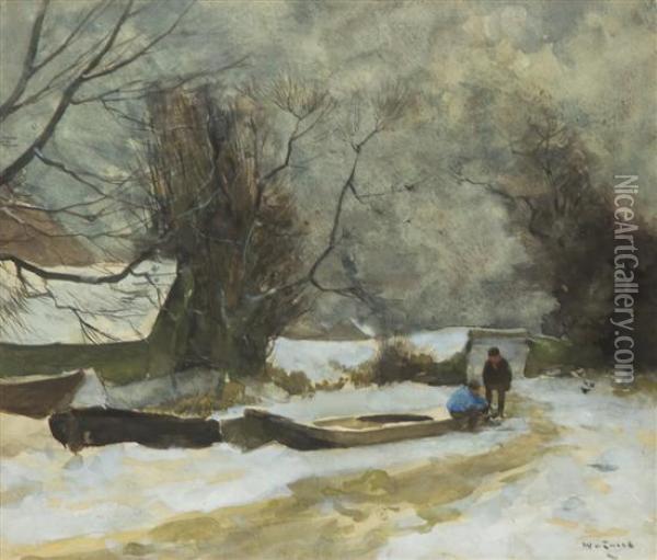 Winter Fishing Oil Painting - Willem de Zwart