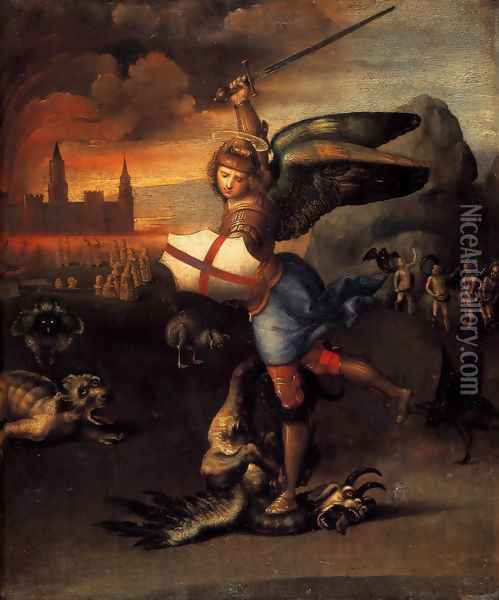 Saint Michael And The Dragon Oil Painting - Raphael