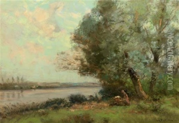 Activities By The Riverside Oil Painting - Willem George Frederik Jansen