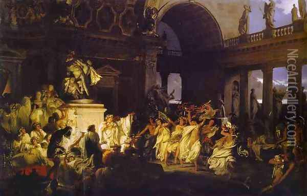 Roman Orgy in the Time of Caesars Oil Painting - Henryk Hector Siemiradzki