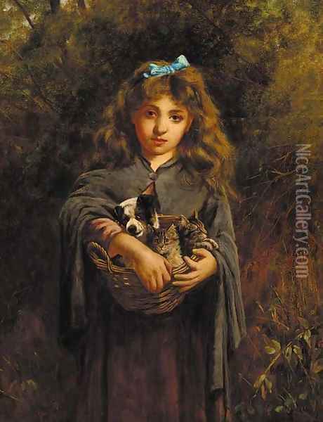 The pets Oil Painting - Samuel Edmund Waller