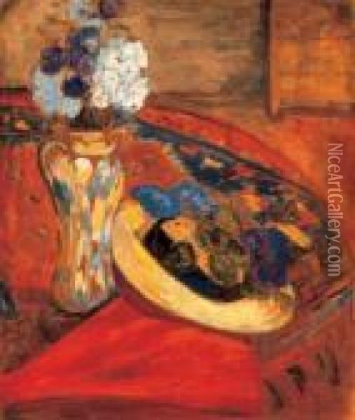Still Life With Flowery Hat, Around 1908 Oil Painting - Bela Ivanyi Grunwald