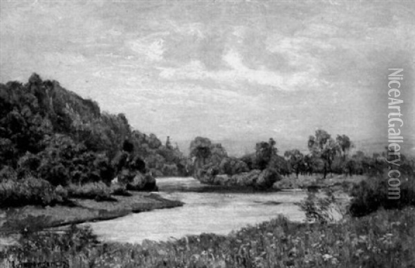 Flusslandschaft Oil Painting - Max Asperger