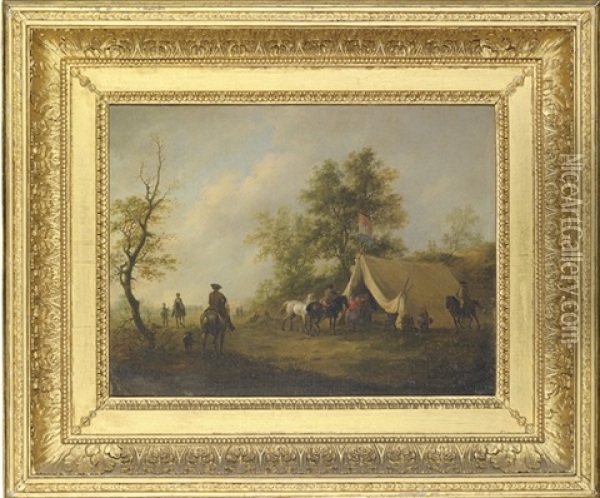 A Cavalry Encampment Oil Painting - Dirk Langendyk