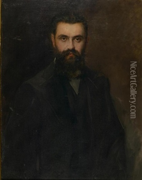Portrait Theodor Herzl Oil Painting - Joszi Arpad Koppay
