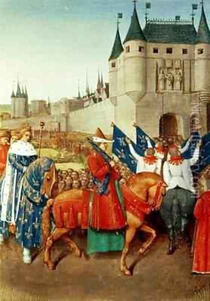 The Arrival of Charles V 1337-80 in Paris Oil Painting - Jean Fouquet