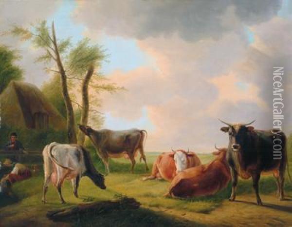 Tierherde Auf Der Weide Oil Painting - Eugene Joseph Verboeckhoven