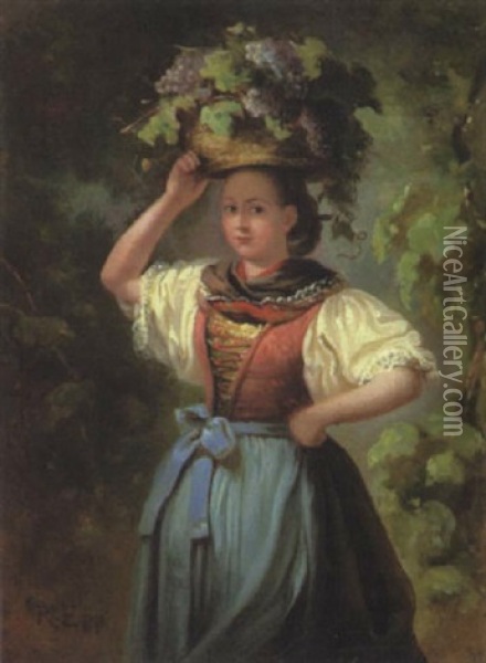 Die Schone, Junge Winzerin Oil Painting - Rudolf Epp