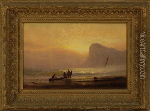 Figures On The Coast At Sunset Oil Painting - Charles Henry Gifford
